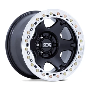 KMC KM238 VI Beadlock 17X9 5X127 ET-12 Satin Black W/ Machined Ring (Qty of 1) - Picture 1 of 4
