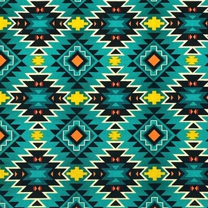 Southwestern Turquoise Boho Aztec Pattern Sewing Quilting Fabric Cotton FQ - Picture 1 of 2