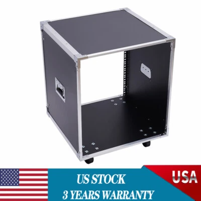 12U Cabinet Rolling Network Rack Audio Studio Video Telecom Equipment Rack Black - Image 1 of 4