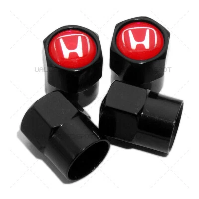 4pcs Hex Fit Honda Car Wheels Tire Air Valve Caps Stem Dust Cover Decor Black - Image 1 of 4