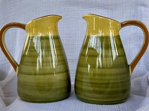 2er Set Form rote Keramik Terrakotta Krug glasiert grün Portugal 7,5 Zoll x 5 - Bild 1 von 12