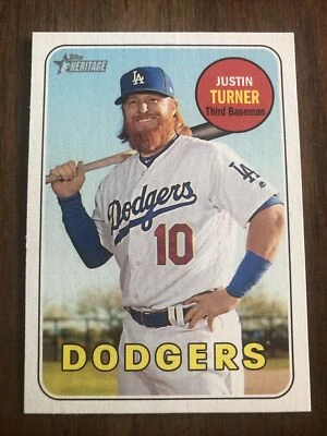Justin Turner 2018 Topps Heritage Dodgers #312  *A593* - Image 1 of 2