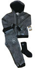 NWT TRUE RELIGION 3PC Hooded Sweatsuit Jogger Set Sz4 BLK Marled & UA Socks, $90