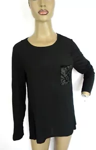 NY Collection Blusa Mujer Talla M Mixta-M Negro Terciopelo-Bolsillo Prenda para el torso Camisa NUEVA $50 - Imagen 1 de 12
