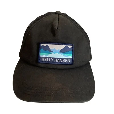 Helly Hansen 北山标志布贴黑色卡车司机帽子网眼后棉混纺 — 第 1/4 张图片