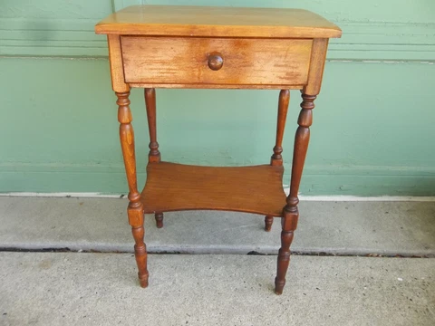 Primitive Antique Vintage Single Drawer Wood Side/Accent Table Nightstand Cover