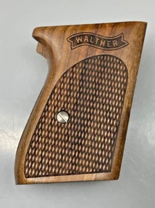 Walther PPK wraparound walnut grip/grips custom design "diamond checkered & logo - Picture 1 of 3