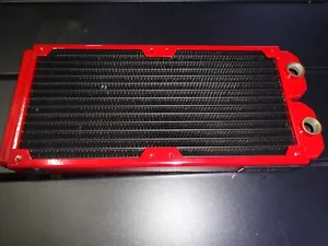 PrimoChill 240mm (30mm) Copper - RED Radiator, 2x120mm Dual Fan Water Cooling - Picture 1 of 8