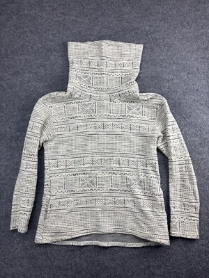 Pullover Burton Ellmore Para Mujer S Gris Geométrico Rayas Capucha Cuello Suéter Bolsillo Foto 1 de 4