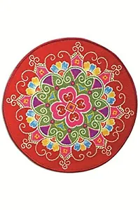 TC Red Round Nylon Area Rug Carpet for Living Bed Room Hall Floor Mat 2.5 ft - Picture 1 of 3