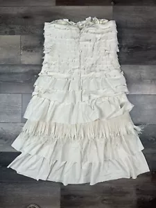 Abito impero BCBG MAXAZRIA vintage Y2K bianco panna pizzo a strati taglia 12 - Foto 1 di 15