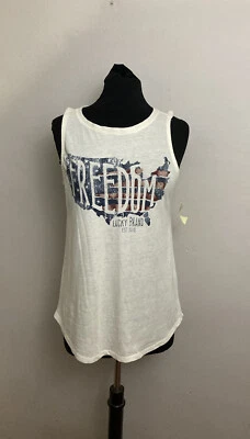 Camiseta sin mangas grande sin mangas Lucky Brand para mujer informal bandera de América de la Libertad EE. UU. NUEVA CON ETIQUETAS Foto 1 de 2