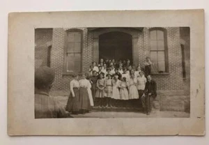 Vintage Class Photo RPPC Postcard 6th-8th Grade with Teachers & Principal - Picture 1 of 1