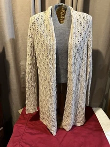 Maglione cardigan beige a punta lungo aperto davanti taglia XL Leo & Nicole - Foto 1 di 10