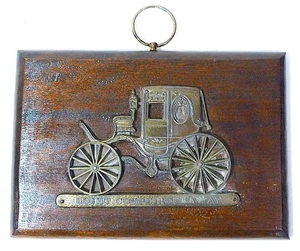 Placa colgante de madera vintage de carro de cochecito Rockaway cupé ligero de metal - Imagen 1 de 10