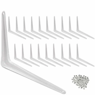 20 Pcs 10" x 12" inch Utility Metal Wall Shelf Corner Bracket Support White LOT - Image 1 of 4