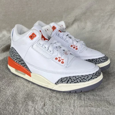 Air Jordan 3 Retro Nike Shoes Womens Size 6 Georgia Peach Leather Cement Gray - Image 1 of 4