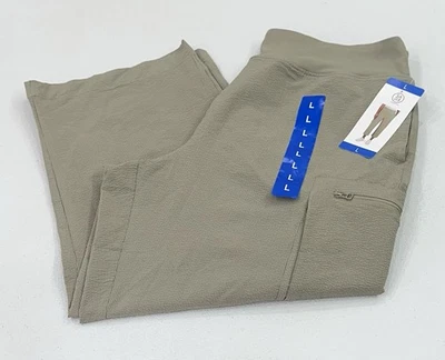 Pantalones para mujer Sage Collective capri con cremallera bolsillos cargo, verdes, talla L Foto 1 de 4