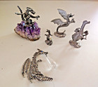 Vintage Pewter Dragon Fantasy Figurines, Lot of 5