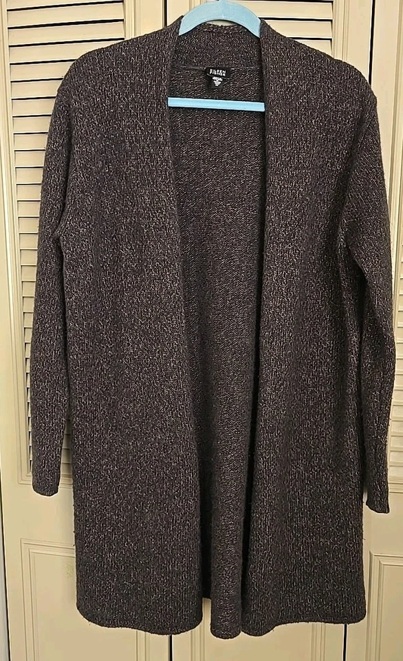 Cárdigan Suéter Para Mujer Eileen Fisher Lana Italiana Frente Abierto Marrón/Dorado Talla M Foto 1 de 4