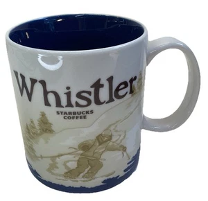 Starbucks Whistler Kaffeebecher Collector Series 2009 16 Oz. Elfenbein/Marineblau - Bild 1 von 9