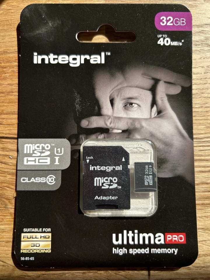 MicroSD Memory Card 32GB Integral Class10 for Smartphones Cameras & GoPro 40MB/s - Image 1 of 4
