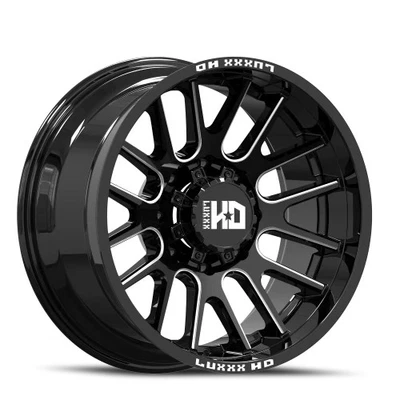 22x12 Luxxx HD LHD38 Gloss Black Milled Wheel 8x180 (-44mm) - Image 1 of 4