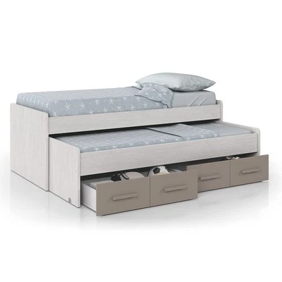 LETTO DOPPIO CON DUE CASSETTI INFERIORI H: 69 CM L: 198 CM BIANCO ALPES E BASALT - Immagine 1 di 4