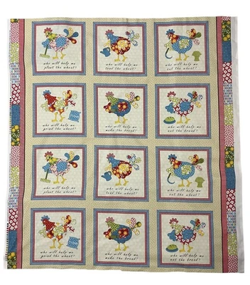 Henry Glass Little Red Hen Chicken 30s Fabric Panel Squares 43 x 47 Dana Brooks - Image 1 of 4