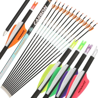 32" Pure Carbon Arrows SP300-1000 Vanes .003" Archery ID4.2mm Bow Hunting Target - Image 1 of 4