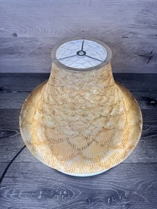 VTG Holywood Regency Gold Oyster Shell Pattern Table Lamp Shade Acrylic 16x9” - Picture 1 of 13