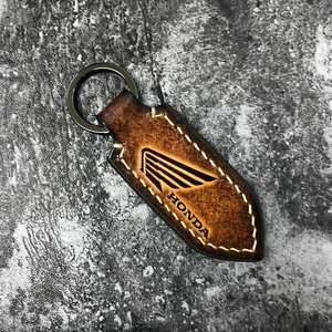 Handmade leather keychain with Honda Wing logo. 1EA - Picture 1 of 9