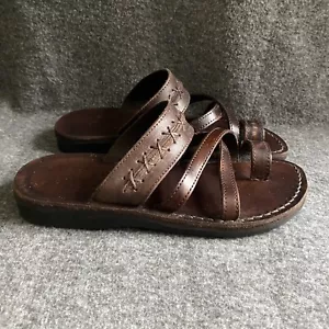 Jerusalem Sandals Women’s Brown Leather Rachael Criss Cross Size 37 (6-6.5) - Picture 1 of 11