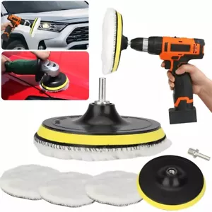 5 Pcs 6" Buffing Polishing Pad Wool Wheel Mop Kit For Car Polisher Drill Adapter - Picture 1 of 9