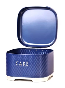 Kitchen Craft Lovello Textured Cake Storage Tin 26 x 26 x 19 cm - Midnight Navy - Picture 1 of 4