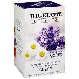 Bigelow Benefits SLEEP Chamomile Lavender Herbal Tea, Caffeine Free 18Ct - Picture 1 of 5