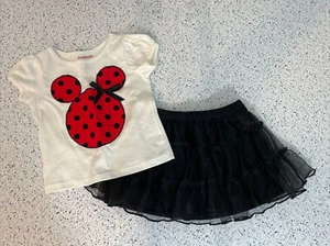 Boutique Custom Minnie Mouse Head shirt tulle skirt NWT 12 Months Removable bow - Picture 1 of 3