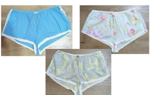 Vtg Y2K Victoria’s Secret Sleep Lounge Shorts Cotton Voile Crochet Set of 3 sz L - Picture 1 of 10