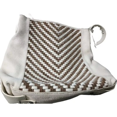 Bolso de Hombro Kooba Cuero Doble Tono Blanco Beige Tejido Grande *Leer  Foto 1 de 4
