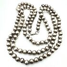 Vintage Taxco Mexico Necklace Sterling Silver 8mm Beads on Wire 40 Inch Length