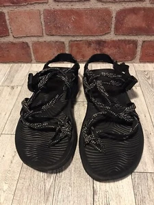 Chaco Women’s 9 Black Sandals Strappy Whit Pattern Walking Comfort Shoes - Picture 1 of 5