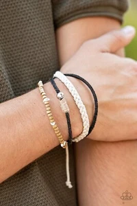 Paparazzi Bracelet - Sahara Pilgrim Black Pull String Simple Pull Tie - Picture 1 of 2