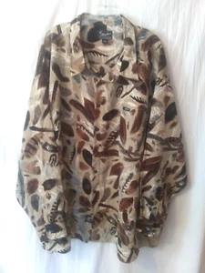 Camisa de Vestir Informal Karl Kani 6X Marrón Plumas Manga Larga Poliéster Botón ~ Q2 - Imagen 1 de 7