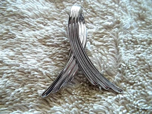 MONET Pin, Silver Tone Metal, Curved Bars, Dimensional - Picture 1 of 3