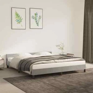 Bed Frame with Headboard Light Gray 76"x79.9" King Velvet vidaXL - Picture 1 of 9