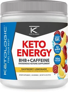 KetoLogic BHB KetoEnergy Exogenous Ketones Powder with Caffeine | Raspberry L... - Picture 1 of 4