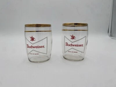 Vintage Small Budweiser Tasting Glasses 4 Oz Set Of 2 Brewiana - Image 1 of 4
