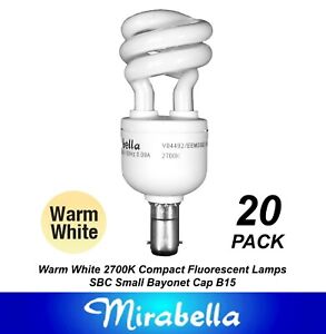 20 x 8W B15 Compact Fluorescent Lamps Globes Bulbs Warm CFL SBC Small Bayonet