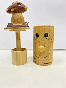 Vintage Wooden Toothpick Box TORLA DRDESA ALEX BOG Hand Made 5"X1.5" Decor Home - Picture 1 of 10