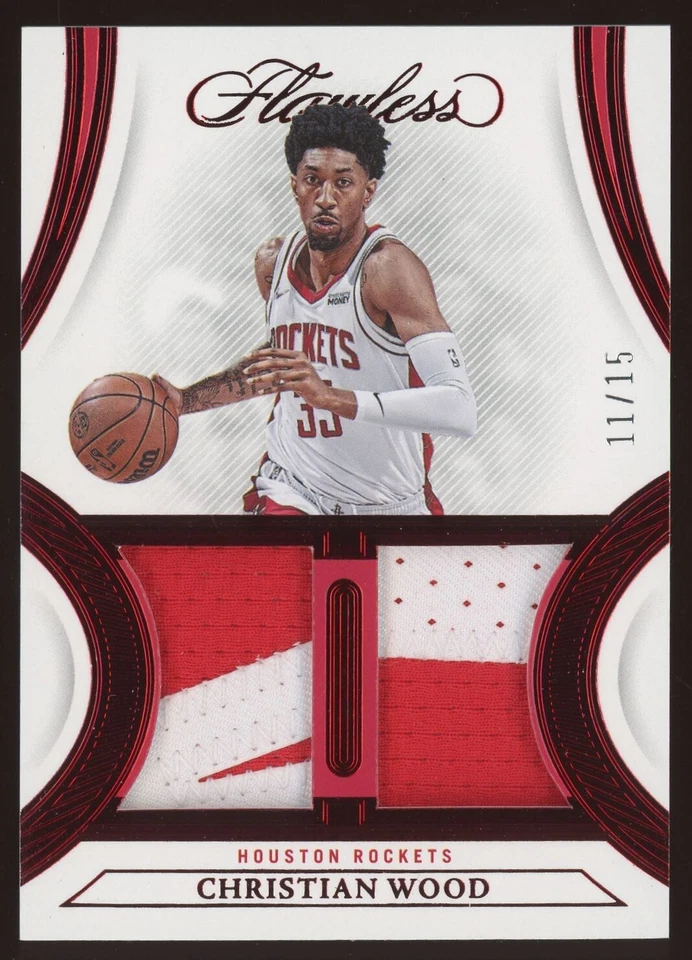 Christian Wood GU Patch /15 #DP-CWD 2021-22 Panini Flawless Dual Patches Ruby SP - Image 1 of 3